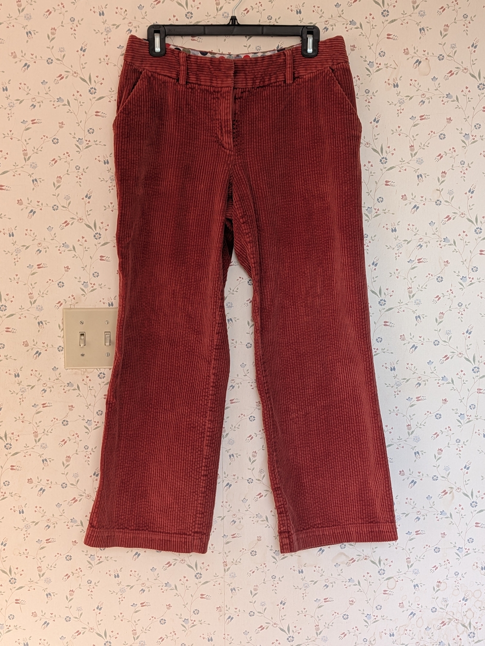 Boden Women’s Pants Wide Wale Corduroy Straight-Leg Rust Red Orange Cotton 8P